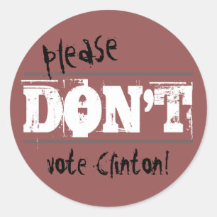 Adesivo A eleição 2016 por favor não vota Clinton nenhu