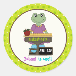 Adesivo A escola é legal! Sapo na mesa dela de volta à e