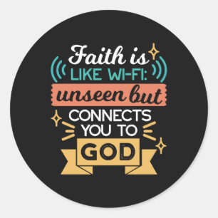 Adesivo A Fé é Como WiFi Citação Divertida Arte Cristã