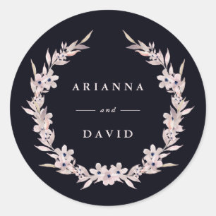 Adesivo A felicidade   da aguarela cora grinalda floral