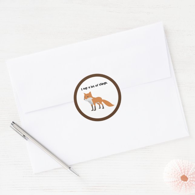 Adesivo A Fox Diz... Design de Cartoon Meme Engraçado. (Envelope)