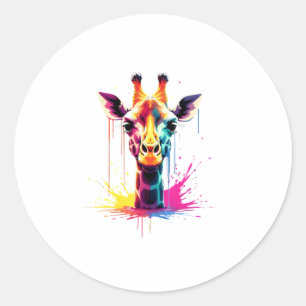 Adesivo A girafa colorida para o engraçado
