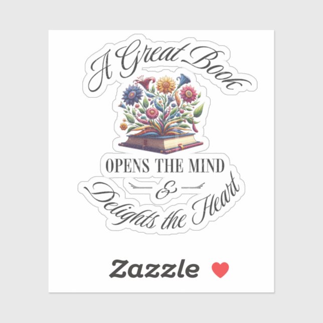 Adesivo A Great Book Delights Floral  (Folha)