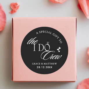 Adesivo A I Do Crew Favor de Casamento Preto e Branco