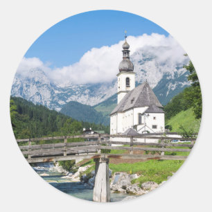 Adesivo A igreja paroquial de Ramsau na Baviera, Alemanha