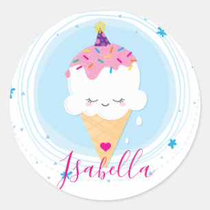 Adesivo A ilustração BONITO do kawaii do CONE de GELADO