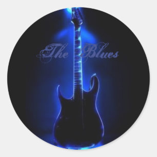 Adesivo A imagem da guitarra dos azuis em Stiker redondo