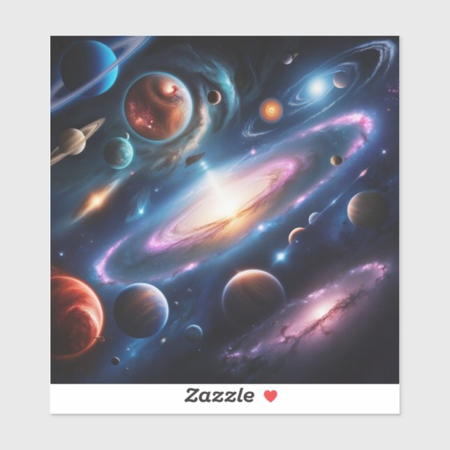 Adesivo A imagem dos planetas (Folha)