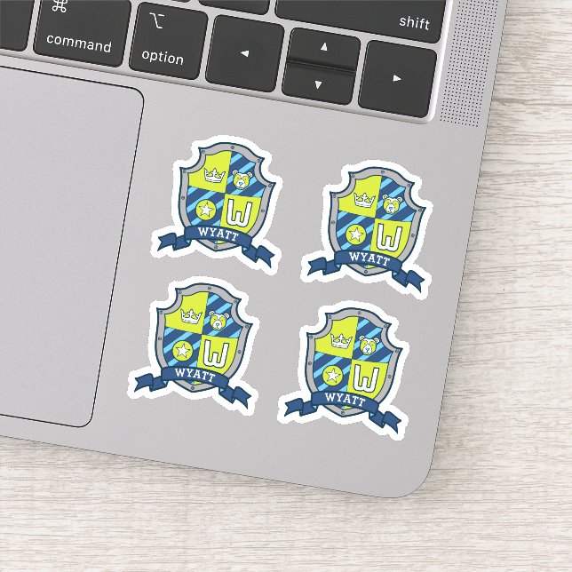 Adesivo A letra inicial Wyatt W nome personalizado urso cr (Detalhe)