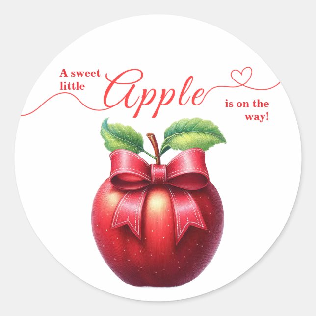 Adesivo A Little Apple Is On The Way | Fall Baby Shower  (Frente)