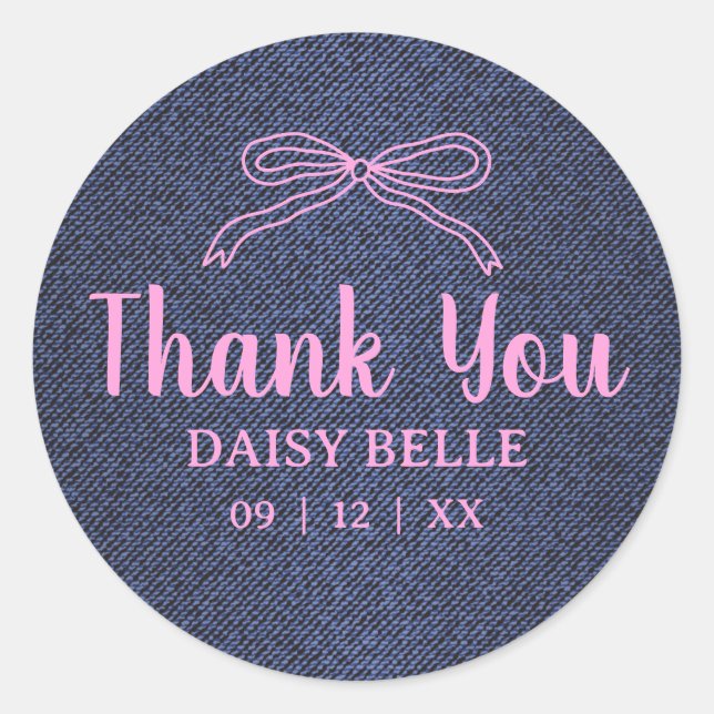 Adesivo A Little Blue Jean Baby Denim Girl Baby Shower  (Frente)