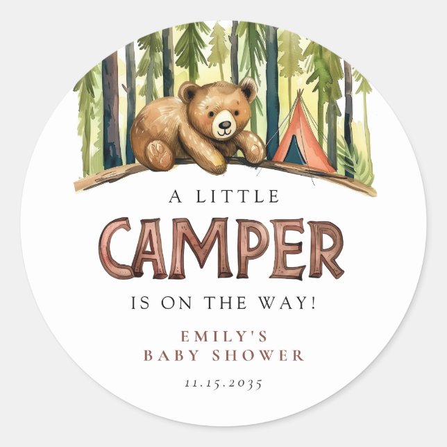 Adesivo A Little Camper Forest Baby Shower (Frente)