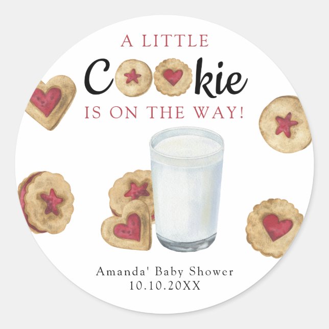 Adesivo A Little Cookie is on the way Baby shower (Frente)