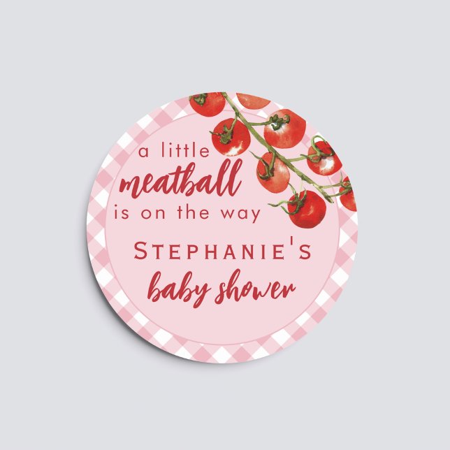 Adesivo A Little Meatball Is On The Way Pink Baby Shower (Criador carregado)