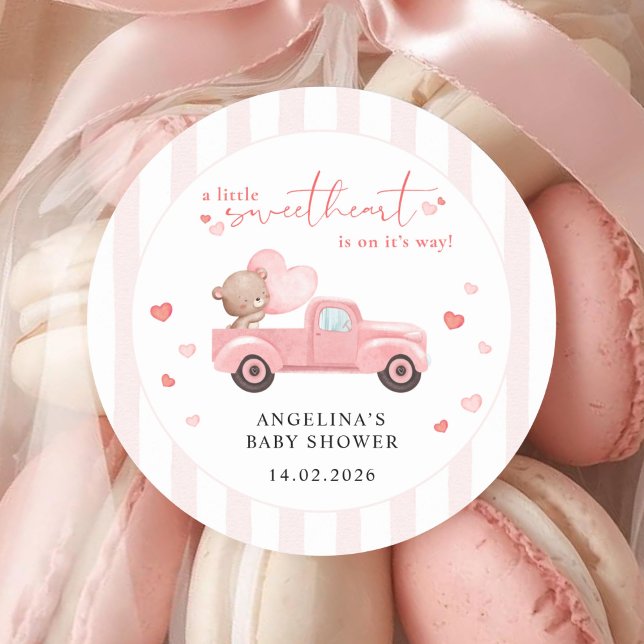Adesivo A Little Sweetheart Bear Valentine Baby Shower (Criador carregado)