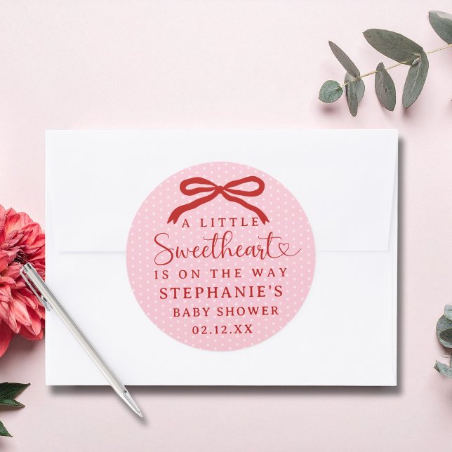 Adesivo A Little Sweetheart Is On The Way Girl Baby Shower (Criador carregado)