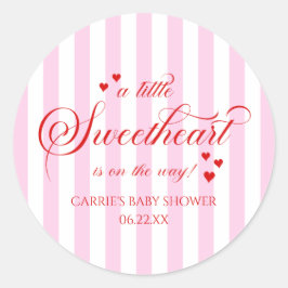 Adesivo A Little Sweetheart Pink Red Hearts Baby Shower