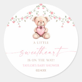 Adesivo A Little Sweetheart Pink Teddy Bear Baby Shower