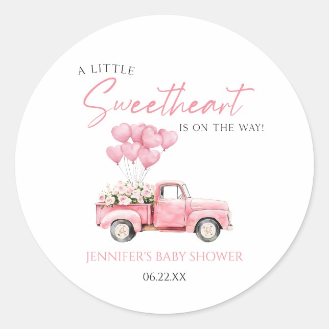Adesivo A Little Sweetheart Valentine's Day Baby Shower (Frente)