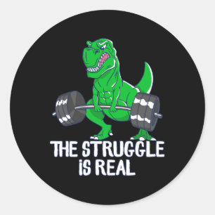 Adesivo A Luta É Um Trabalho Engraçado Da Academia T-rex.