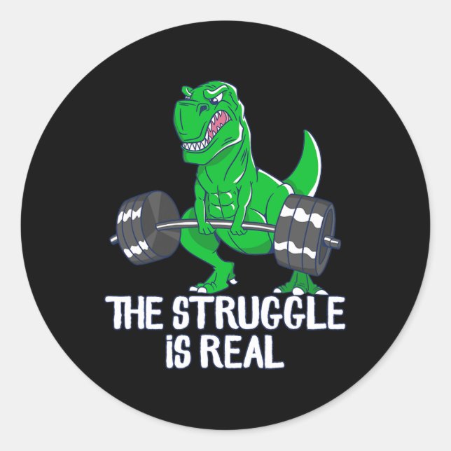 Adesivo A Luta É Um Trabalho Engraçado Da Academia T-rex. (Frente)