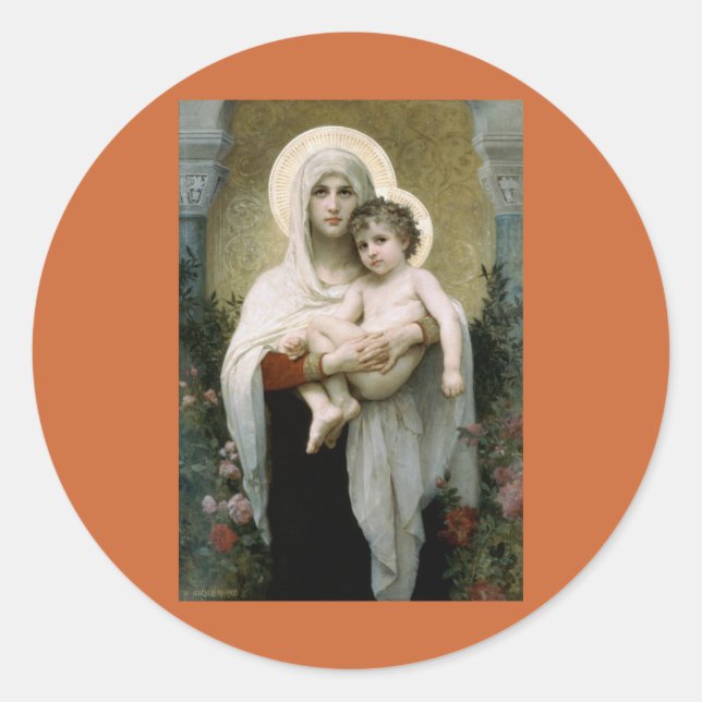 Adesivo A Madona dos Rosas de Bouguereau (1903) (Frente)