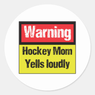 Adesivo A Mãe do Hockey de Aviso Grita Loucamente