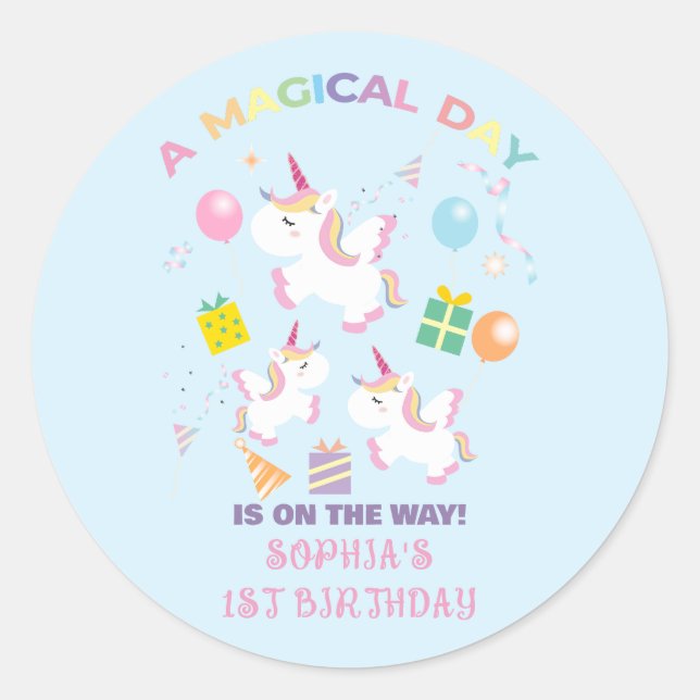 Adesivo A Magical Unicorn Birthday Invitation (Frente)