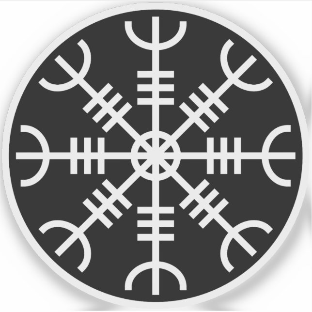 Adesivo A Mão de Awe - Aegishjalmur (branco a preto) (Frente)