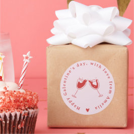 Adesivo A Mão Vermelha Rosa desenhou o Rótulo do Dia de Ga