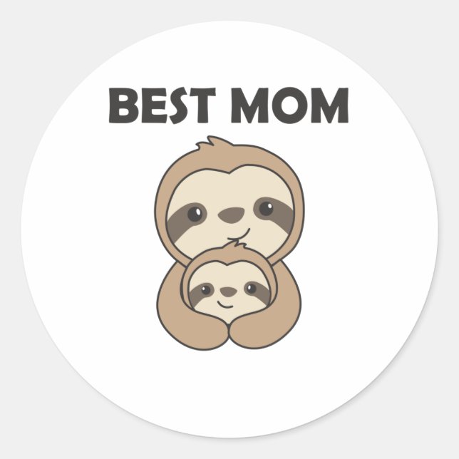 Adesivo A Melhor Mãe, Sloth Mãe, Com Dia de as mães Da Mãe (Frente)