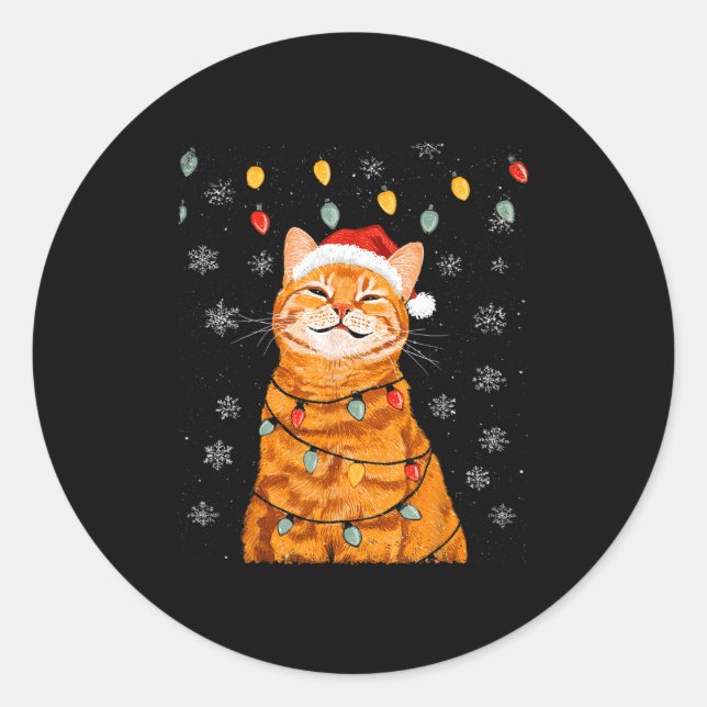 Adesivo A Merry Christmas Lights Snowflake Ginger Cat Oran (Frente)