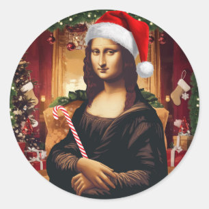 Adesivo A Mona Lisa comemorando o natal, o natal de arte