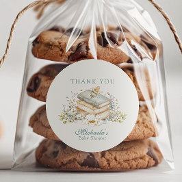 Adesivo A New Chapter Begins Rustic Book Theme Baby Shower