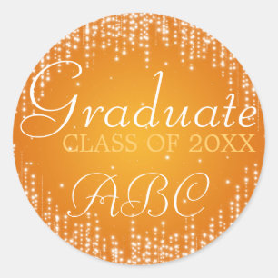 Adesivo A noite elegante da graduação brilha a laranja