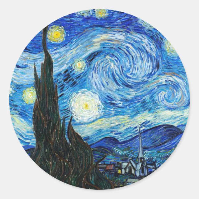Adesivo A Noite Estrelada de Vincent Van Gogh, paisagem az (Frente)