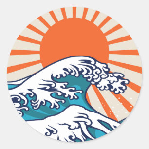 Adesivo A onda Excelente de Kanagawa, onda japonesa