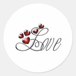 Adesivo A palavra Amor com corações cintilantes vermelhos 