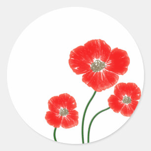 Adesivo A papoila vermelha brilhante bonita floresce a