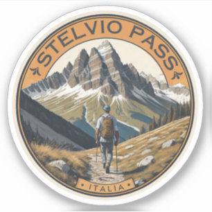 Adesivo A passagem da montanha do Passo Stelvio Itália Su