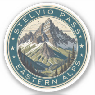 Adesivo A passagem montanhosa de Stelvio Itália Suíça