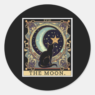 Adesivo A Placa de Tarô da Lua Crescente Vintage Black Cat