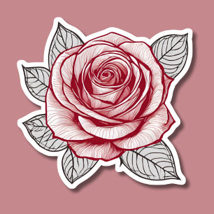 Adesivo À prova d'água de Rosa ilustrada