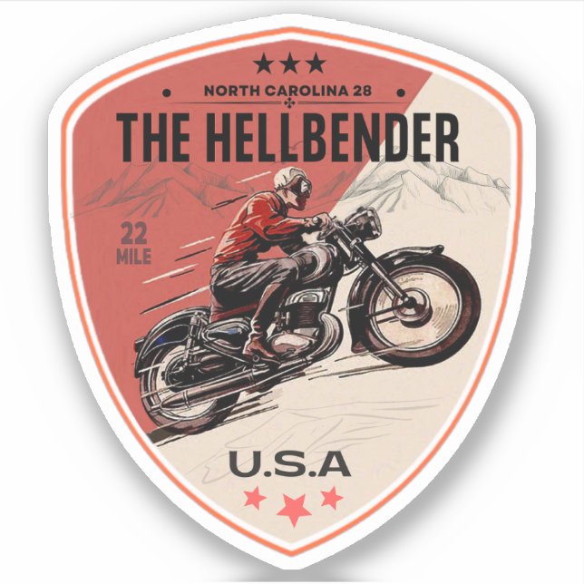 Adesivo A rota Hellbender 28 Carolina do Norte de motocicl (Frente)