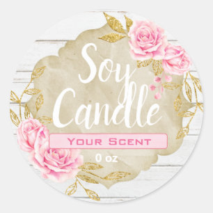 Adesivo A soja floral do vintage do rosa do rosa Scented