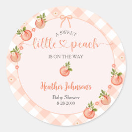 Adesivo A Sweet Little Peach Gingham Baby Shower