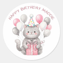 A Sweet Whimsical Cat with Birthday Gift