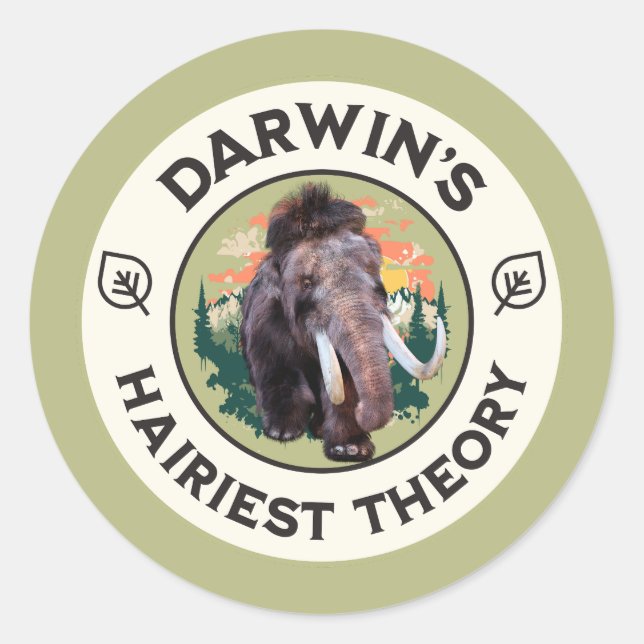 Adesivo A Teoria Mais Peluda de Darwin Mamute Lanudo  (Frente)