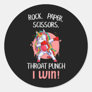 Adesivo A tesoura de papel Rock Grita Punch I Win Unicorn
