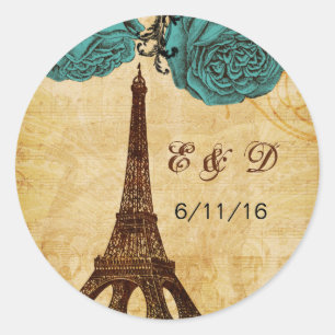 Adesivo a torre Eiffel Paris do vintage do aqua envolve